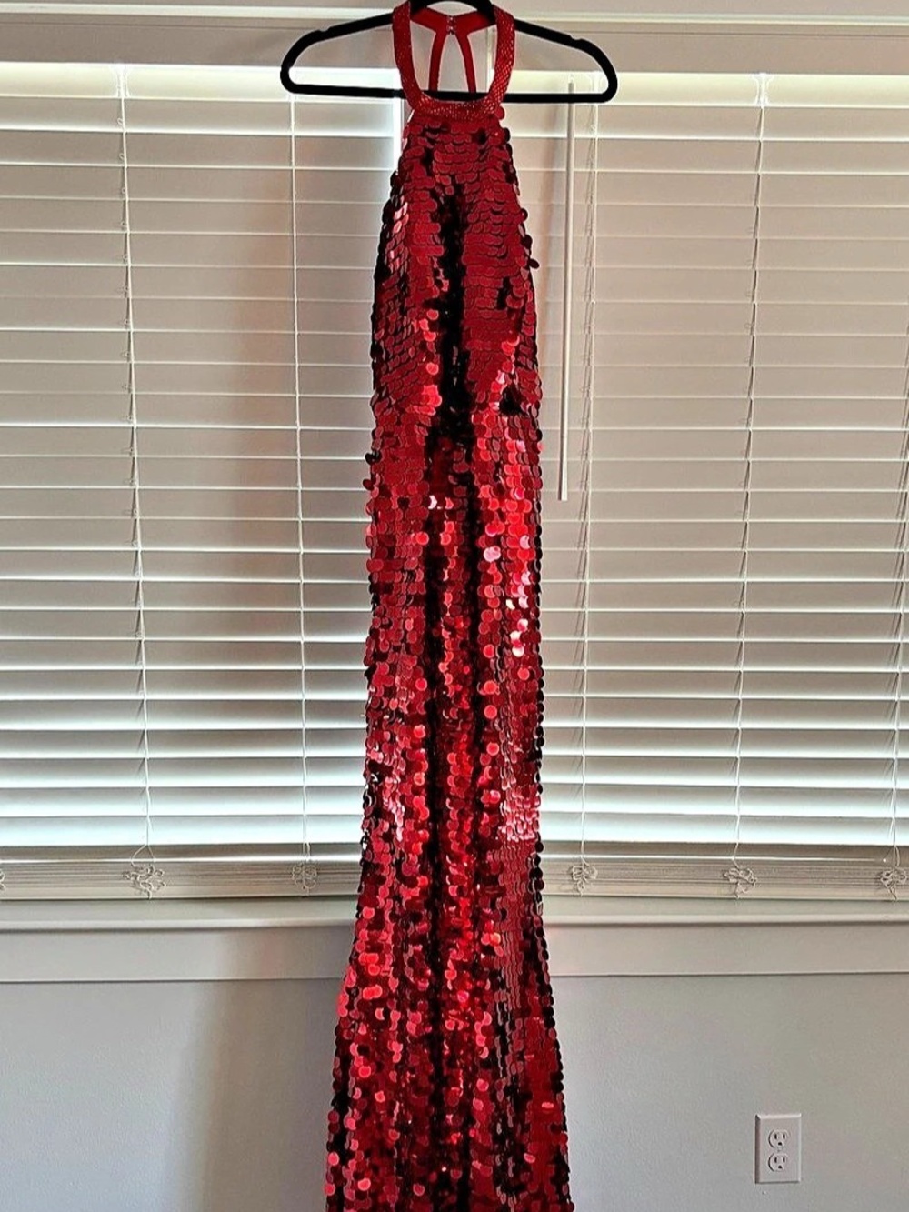 Studio 17 Sequin Halter Maxi Dress in Red Size 12